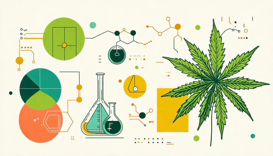 Illustration showing the molecular structure of cannabinoids in cannabis