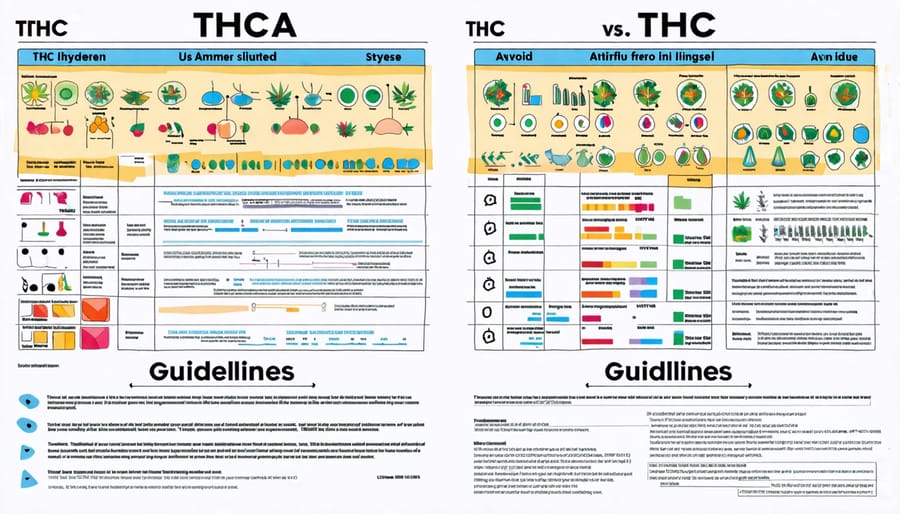 Chart that illustrates the key differences between THCA and THC