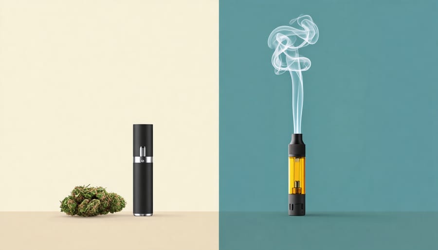 Visual comparison highlighting the differences between vaping and smoking cannabis