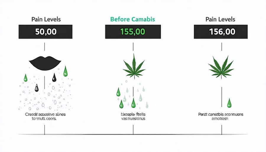 Visual chart comparing patient pain levels before and after therapeutic cannabis vaping